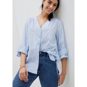 Mare Mare X Anthropologie Blue Striped Henriette Lace up Sides Button Down Small